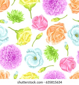 Seamless pattern with decorative delicate flowers. Easy to use for backdrop, textile, wrapping paper, wallpaper.