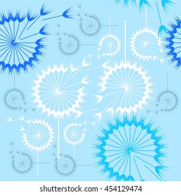 Seamless pattern with decorative dill plant on spotted background. Vector illustration.
