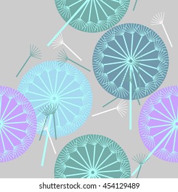 Seamless pattern with decorative dill plant on spotted background. Vector illustration.