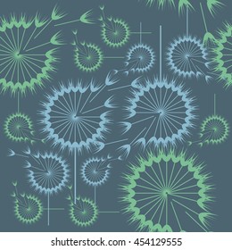 Seamless pattern with decorative dill plant on spotted background. Vector illustration.