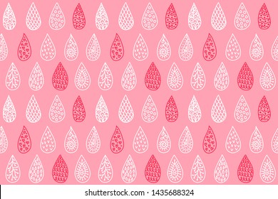 Seamless pattern with decorative doodle water drops vector illustration