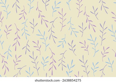 seamless pattern of decorative drawing leaves 