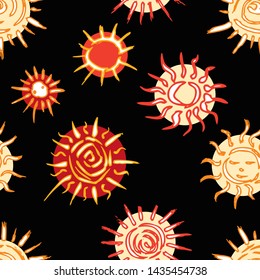 Seamless pattern of decorative drawn stars