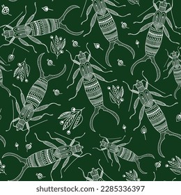 Seamless pattern with decorative earwigs. Vector file for designs.