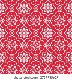 Seamless Pattern of Decorative Elegant Red and White Medallion. Good for gift wrapping and wallpaper. Red and White Medallion Vector Illustration