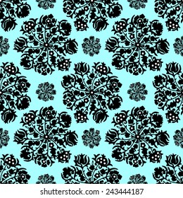 Seamless pattern  with decorative elements. Blue