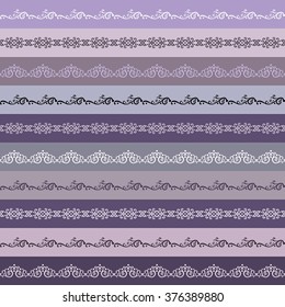  Seamless pattern with decorative elements. Set of vector borders.