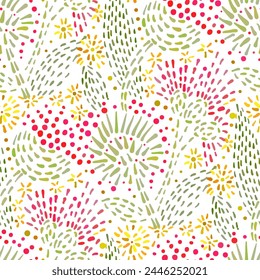 Seamless pattern - decorative  embroidery. Hand-drawn illustration. Use for textile design,wrapping paper, wallpaper, web page background   Vector.
