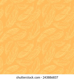 Seamless pattern with decorative feathers. Vector illustration