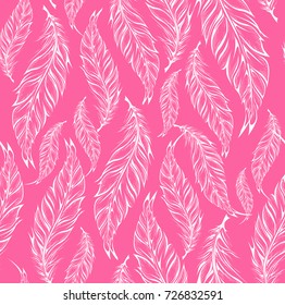 Seamless pattern with decorative feathers. Vector illustration
