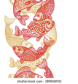 Seamless pattern with decorative fish. Background made without clipping mask. Easy to use for backdrop, textile, wrapping paper.