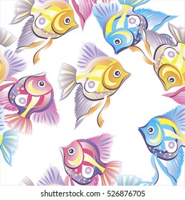 Seamless pattern with decorative fish. vector