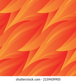 Seamless pattern and decorative flames resembling autumn leaves  Abstract background and gradient shapes in red  orange color  Vector illustration 