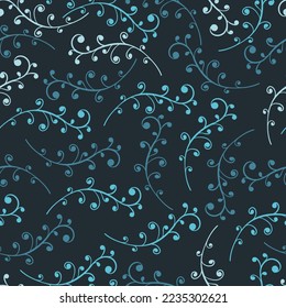 Seamless pattern decorative floral design with dark background. Vector illustration graphic.