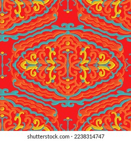 Seamless pattern - decorative floral embroidery. Cross-stitch. Vector illustration 