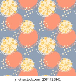 Seamless pattern with decorative floral pattern on a blue background. Vector illustration for the design of postcards, clothing, textiles, banners and posters.