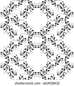 Seamless pattern. Decorative floral ornament on white background. 