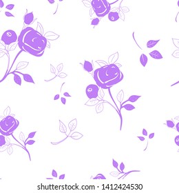 Seamless pattern, from decorative floral and plant elements, for decorating, printing on fabrics, color illustration in vector
