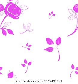 Seamless pattern, from decorative floral and plant elements, for decorating, printing on fabrics, color illustration in vector

