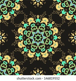 Seamless pattern with decorative floral rosette