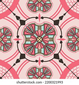 Seamless pattern decorative, flower pattern in vintage mandala style for tattoos, fabrics or decorations and more. Vector illustration.