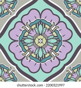 Seamless pattern decorative, flower pattern in vintage mandala style for tattoos, fabrics or decorations and more. Vector illustration.