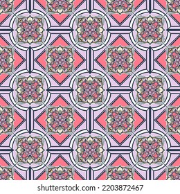 Seamless pattern decorative, flower pattern in vintage mandala style for tattoos, fabrics or decorations and more. Vector illustration.