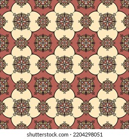 Decoración de estampado impecable, estampado floral en estilo mandala vintage para tatuajes, tejidos o decoraciones y más. Ilustración vectorial.