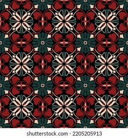 Seamless pattern decorative, flower pattern in vintage mandala style for tattoos, fabrics or decorations and more. Vector illustration.