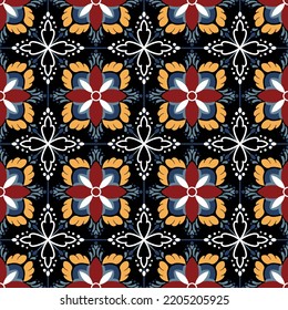 Seamless pattern decorative, flower pattern in vintage mandala style for tattoos, fabrics or decorations and more. Vector illustration.