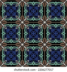 Seamless pattern decorative, flower pattern in vintage mandala style for tattoos, fabrics or decorations and more. Vector illustration.