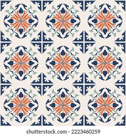 Seamless pattern decorative, flower pattern in vintage mandala style for tattoos, fabrics or decorations and more. Vector illustration.