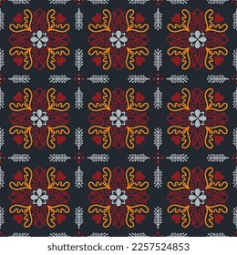 Decoración de estampado impecable, estampado floral en estilo mandala vintage para tatuajes, tejidos o decoraciones y más. Ilustración vectorial.