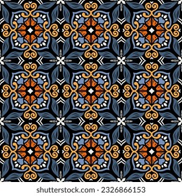 Seamless pattern decorative, flower pattern in vintage mandala style for tattoos, fabrics or decorations and more. Vector illustration.