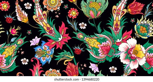 Seamless pattern with decorative flowers 