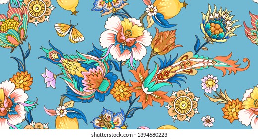 Seamless pattern with decorative flowers 