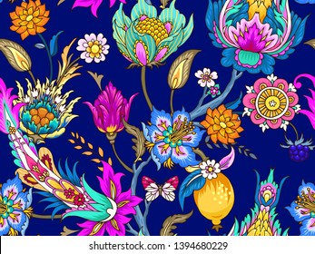 Seamless pattern with decorative flowers 