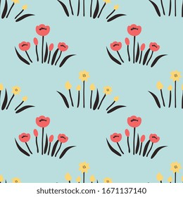 Seamless pattern with decorative flowers