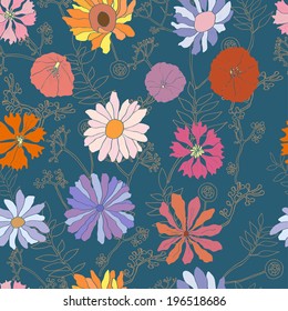 Seamless pattern with Decorative flowers.