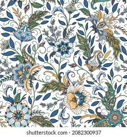 Seamless pattern with decorative flowers