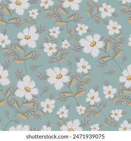 Seamless pattern with decorative flowers.