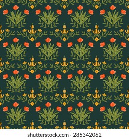 Seamless pattern with decorative flowers
