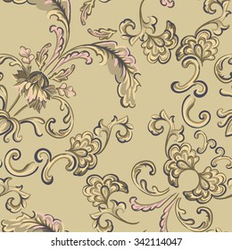 Seamless pattern of decorative flowers Baroque