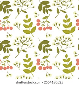 Seamless pattern decorative flowers. Botanical pattern in flat style.
