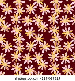 Seamless pattern with decorative flowers. Floral vector background. Design for fabric, textile print, wrapping paper, cover, poster.