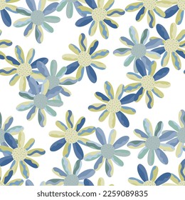 Seamless pattern with decorative flowers. Floral vector background. Design for fabric, textile print, wrapping paper, cover, poster.