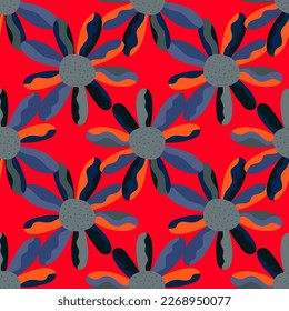 Seamless pattern with decorative flowers. Floral vector background. Design for fabric, textile print, wrapping paper, cover, poster.
