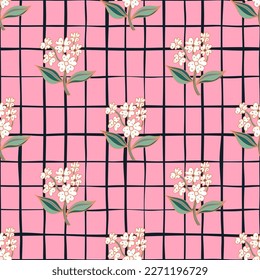 Seamless pattern with decorative flowers. Floral background. Cute plants endless backdrop. Design for fabric, textile print, wrapping paper, cover. Vector illustration