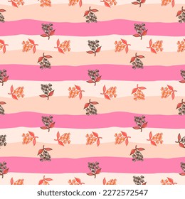 Seamless pattern with decorative flowers. Floral background. Cute plants endless backdrop. Design for fabric, textile print, wrapping paper, cover. Vector illustration