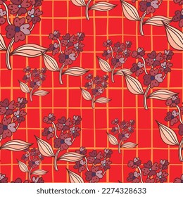 Seamless pattern with decorative flowers. Floral background. Cute plants endless backdrop. Design for fabric, textile print, wrapping paper, cover. Vector illustration
